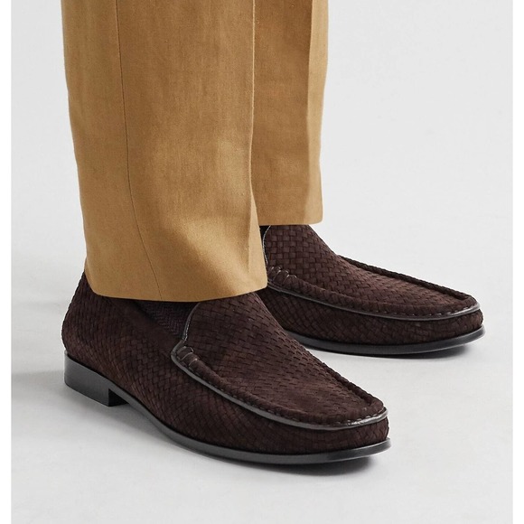 J.M. WESTON Woven Supple Ebony Suede Goatskin Loafers -Brown Size UK 7 / US 8 - Picture 5 of 5